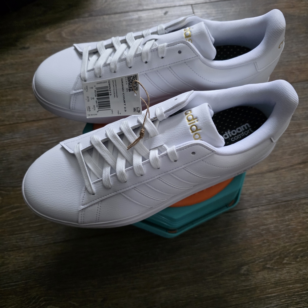 Adidas White and Gold Sneakers Grand Court